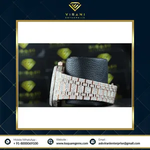 Nuevo y Elegante Reloj de Lujo de Acero Inoxidable de Alta Calidad con Diamantes Incrustados y Moissanita, Diseño Unisex, Exportación de la India - Product Image 5