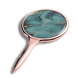 Rose Gold Metal Custom Logo Compact Makeup Cosmetic Travel Vanity Hand Big Mirror - Product Image 4