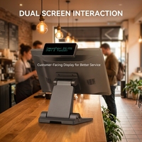 Sistema POS Todo en Uno Plegable de 15 Pulgadas con Pantalla Táctil, Windows 10, Máquina para Cobrar, Terminal POS, Caja Registradora