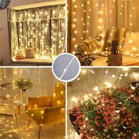 Guirlande lumineuse féerique 300 LED, étoiles scintillantes, blanc chaud, en plastique, alimentée par USB, télécommande, pour intérieur, fenêtre, rideau, chambre, salon