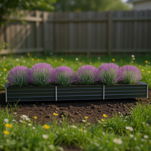 Bac à légumes surélevé en acier galvanisé anthracite 189x31.5x17.7 pouces, jardinière moderne pour légumes - Product Image 2