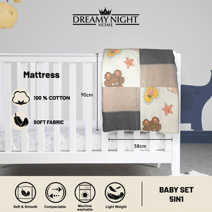 Bộ đồ dùng giường nhẹ nhàng 5 trong 1 cho bé, đồ dùng cần thiết ấm cúng cho sự thoải mái của các bé, đồ dùng giường an toàn cho trẻ em - Product Image 5