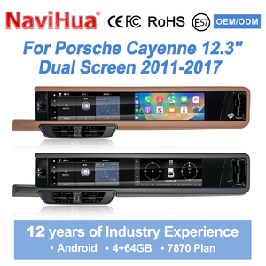 NaviHua 12.3'' Écran double Android pour voiture, autoradio multimédia Carplay, écran tactile, lecteur DVD pour Porsche Cayenne 2011-2017 - Product Image 1