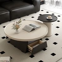 Ensemble de table basse ronde moderne avec base en bois brun et table d'appoint, meubles de salon pour la maison, décoration d'hôtel