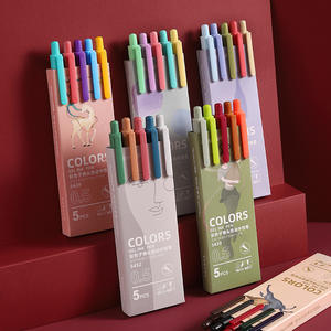 ปากกาหมึกเจลเติมได้5ชิ้น/กล่องสีสไตล์ย้อนยุคขนาด0.5มม. ปากกาเจลสีพับเก็บได้ - Product Image 2