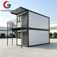 Bâtiment modulaire en conteneurs à 2 étages, maison préfabriquée portable avec escalier extérieur pour poste de garde, boutique, studio, hébergement