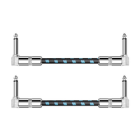 6 İnç Gitar Patch Kabloları 3'lü veya 6'lı Paket, 1/4" TS Dik Açılı Efekt Pedalı Düz Kablolar, Pedal Board Patch Kabloları, Siyah/Beyaz