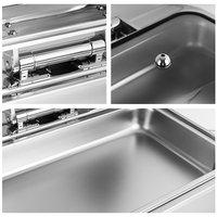 Plat chauffant électrique hydraulique de luxe en acier inoxydable de 9 litres pour buffet, ensemble de chauffe-plats rectangulaires pour la restauration