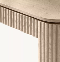 Console de salon moderne à cannelures avec tiroirs à fermeture douce, en chêne blanc américain brossé à la main