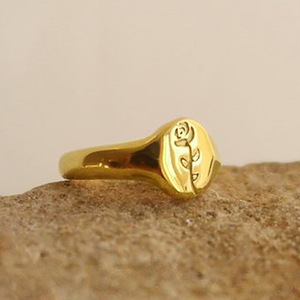 Anillo de Oro Sólido de 18K T0852 con Patrón de Flor, Joyería Fina Clásica Unisex para Uso Diario - Product Image 2