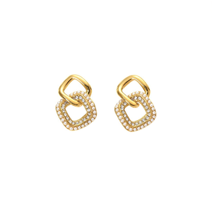 <b>Crystal</b> <b>Earrings</b> PVD Gold Plated 316L Stainless Steel Sustainable Resistant <b>Studs</b> - Product Image 2