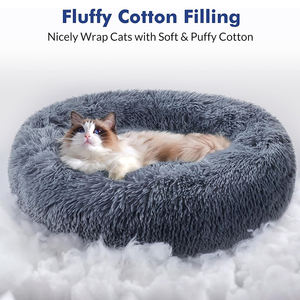 Proveedores personalizado original calmante donut gato perro cama larga felpa acogedora almohada gato nido esponjoso donut nido redondo mascota perro cama - Product Image 4
