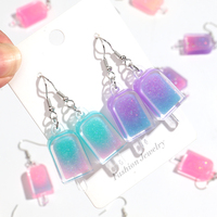 Lucu 2025 baru musim panas jimat makanan modis warna-warni Glitter 3D es loli warna gradien mengalir pasir es krim anting-anting