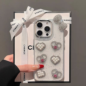 Custodia per telefono con perla di diamanti di lusso per <span class=keywords><strong>iphone</strong></span> 17 Pro custodia <span class=keywords><strong>trasparente</strong></span> con strass, <span class=keywords><strong>Cover</strong></span> per telefono per <span class=keywords><strong>iphone</strong></span> 16 15 14 - Product Image 6