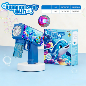 Pistolet à bulles électrique automatique en forme de dauphin avec lumière, jouet souffleur de bulles pour enfants, idéal pour les fêtes en plein air, les jeux d'été et les cadeaux - Product Image 1