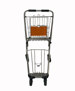Sleek 2-Tier Metal Cart with Pull Rod, Transprotective Panel & 4 Wheels, for Easy <b>Transport</b> in Airports - Product Image 5