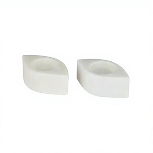 Ensemble de 2 bougeoirs en marbre blanc, nouveau design, taille et forme personnalisées, bougeoir pour bougie chauffe-plat en Inde - Product Image 1