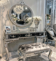 Table de toilette en cristal commerciale directe d'usine avec lumière LED pour ensembles de meubles de chambre à coucher