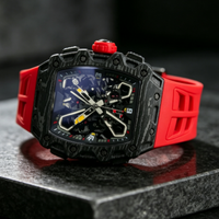 Montre-bracelet mécanique pour homme, forme tonneau, mouvement apparent, étanche, style sport