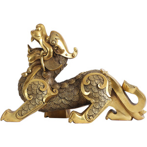 Figura de Pixiu de bronce, 2 uds., adorno de escritorio Feng Shui, decoración de estilo chino para el hogar y la oficina, regalo de bestia auspiciosa - Product Image 2