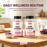 Gummies de fer OEM avec vitamine B6, biotine et zinc, 10 mg de fer, 90 gummies, saveur raisin naturel, complément alimentaire
