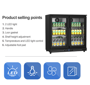 Enfriador de Bar Independiente con 2 Puertas de Vidrio, Refrigerador Comercial de Sobremesa, Enfriador Bajo Barra, Refrigerador para Barra - Product Image 3