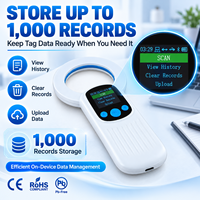 Pemindai Mikrocip RFID Genggam Profesional 134.2KHz LF dengan Layar LCD Digital, Dapat Diisi Ulang USB, Pembaca Universal untuk Hewan