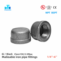 Raccords de tuyauterie robustes en fonte malléable FM UL CE NPT BSPT 300Psi 1/4''-6'' avec bouchons noirs à joint perlé/bouchons lisses pour gaz, huile et eau