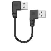 Câble de charge rapide double USB 2.0 mâle 0,2 m, blindage tressé, gaine en PVC, câble de synchronisation de données pour ordinateurs, chargeurs, appareils électroniques