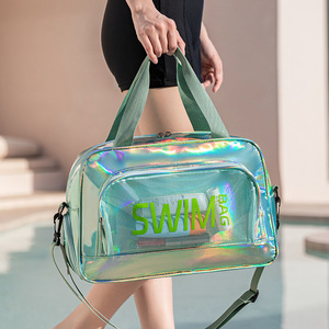 Bolsa de Lona Láser Colorida, Impermeable, con Diseño de Separación en Seco y Húmedo, Bolso de Mano Multifuncional de un Solo Hombro para Viajes - Product Image 4