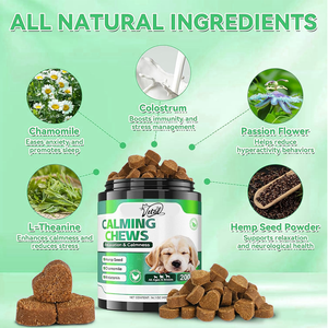 OEM Chanvre à saveur de poulet à mâcher apaisant pour chiens Soulagement avancé de l'anxiété Gâteries Mélatonine Camomille Cibles Séparation - Product Image 2