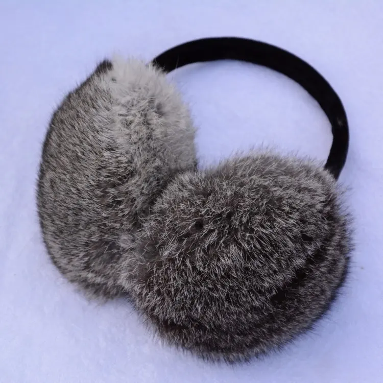 Wholesale Luxury Fluffy Real Rabbit Fur Ear Muffle Men Women Winter Warm Earmuffs Fashion Soft Earflap Ear Cover