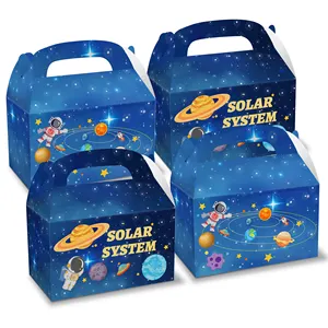 DD031Space Planet设计12件牛皮纸糖果纸礼品盒包装饼干烘焙纸盒带手柄