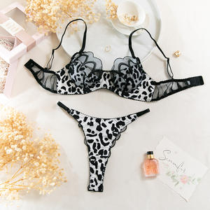 Vente en gros de ensembles de lingerie sexy en dentelle brodée ultra-fine, imprimé léopard personnalisé - Product Image 6