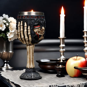 Gobelet <span class=keywords><strong>à</strong></span> <span class=keywords><strong>vin</strong></span> en acier inoxydable noir finition squelette de main pour restaurant, bar, hôtel - Product Image 4