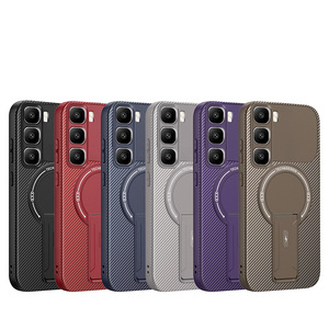 Nouvelle couverture de téléphone en Fiber de carbone hybride Tpu Pc la plus vendue pour Infinix Hot 60 Pro + 4G étui magnétique avec support - Product Image 2