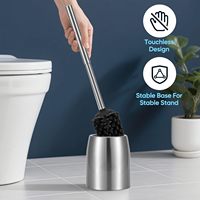 Support de brosse de toilette en acier inoxydable avec revêtement anti-graisse, design moderne, poils flexibles, anti-rouille, ensemble de brosses de salle de bain