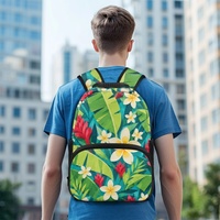 Sac à dos d'étudiant personnalisé de 17 pouces avec imprimé botanique tropical banane gingembre et poche avant zippée