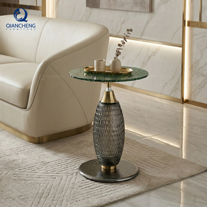 <span class=keywords><strong>Table</strong></span> d'appoint de luxe italienne en verre ondulé, <span class=keywords><strong>table</strong></span> d'appoint moderne vert émeraude Art Déco, <span class=keywords><strong>table</strong></span> d'appoint ronde pour villa et usine - Product Image 1