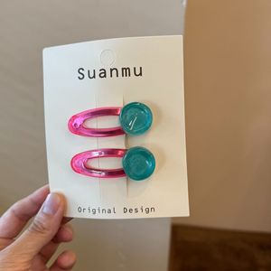 Barrettes coréennes décontractées en plastique et cristal colorées en forme de haricot, écologiques, pour filles et enfants mignons - Product Image 4