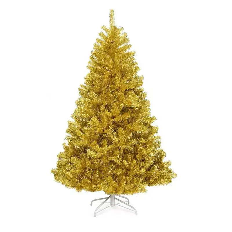 Hoge Kwaliteit Custom Formaat Kunstmatige Pvc Gele Luxe Kerstboom Herfst Kleur Huisdier Klatergoud Kerstboom