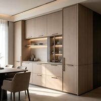 Aparador de Estilo Italiano de Lujo para Comedor, Chapa de Madera de Roble Macizo, Gran Capacidad, Cajones Multifuncionales, Ecológico, Personalizado