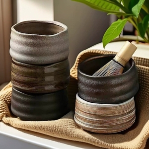 Vente en gros de bols à matcha rétro faits à la main avec logo personnalisé japonais bols à thé matcha en céramique glaçure Chawan de haute qualité - Product Image 6