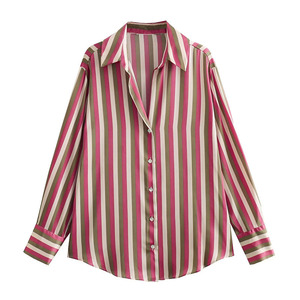 Chemisier Femme Été 2025 <span class=keywords><strong>Chic</strong></span> Tendance Vintage à Manches Longues, Blouse Classique en Satin Texturé, Hauts Décontractés Élégants - Product Image 2