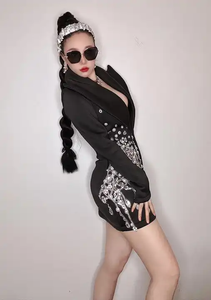 Robe de soirée en perles, col haut, cristaux scintillants, robes de soirée avec épaulettes, mini robes sexy pour femmes, boîte de nuit - Product Image 6