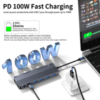 Station d'accueil USB-C 13 en 1 avec double HDTV, VGA, Ethernet Gigabit, 100W PD, concentrateur USB 3.0, SD/TF, audio pour ordinateur portable