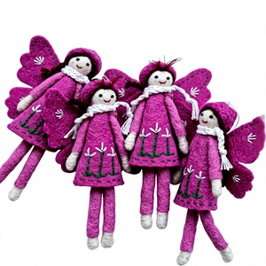 Handmade Eco-Friendly Pink Certified Wool <b>Fairy</b> <b>Ornament</b> Set Butterfly Shape Wall Hanging Christmas Decoration Traditional Style - Product Image 1