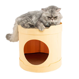 Umwelt freundliche PP Harz Katze Höhle Baum Loch Haus Plüsch Sherpa Fleece Runde süße Haustier Katze versteckt warmes Bett zum Verkauf - Product Image 6