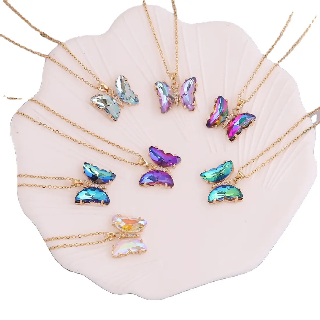 New Personality Fashion Clavicle Chain Necklace Gradient Butterfly Pendant Necklace Women