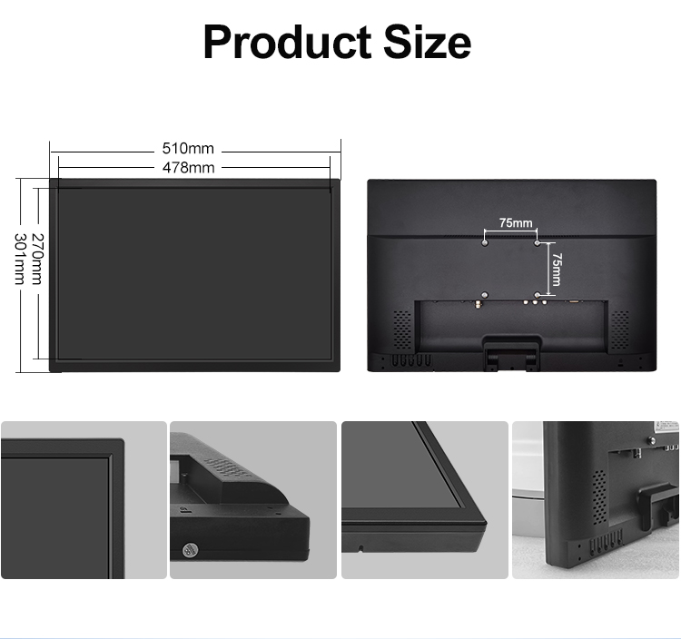 21.5 Inch 1920*1080 HD-MI VGA AV BNC USB Wide Screen Plastic TFT VESA Wall Mounted Industrial Lcd Monitor